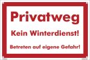 B-Ware: Privatweg Schild - kein Winterdienst betreten auf...