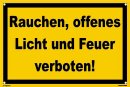 Warn Schild 30 x 20 cm - Rauchen, offenes Licht und Feuer verboten! - mit 4 Bohrlöchern (4mm) in den Ecken stabile Aluminiumverbundplatte