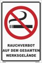 Warn Schild 30 x 20 cm - Rauchverbot auf dem gesamten Weksgelände - mit 4 Bohrlöchern (4mm) in den Ecken stabile Aluminiumverbundplatte