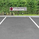 Parkplatzschild 52  x 11 cm -Privatparkplatz - mit Einschlagpfosten 0,75 Meter (75cm) und Montagematerial stabile Aluminiumverbundplatte