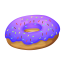 Kuchen Aufkleber Donut – lila Comic-Sticker,...