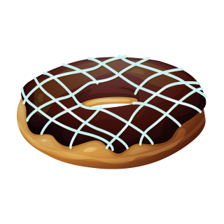 Kuchen Aufkleber Donut – wetterfester Comic-Sticker mit Schokoglasur