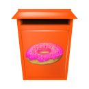 Kuchen Aufkleber Donut – wetterfester Comic-Sticker mit rosa Glasur