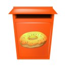 Kuchen Aufkleber Donut – wetterfester Comic-Sticker mit gelber Glasur