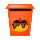 Kuchen Aufkleber – Pudding mit Schoko & Erdbeere, wetterfest, Comic-Stil