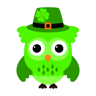 Grüne Eule mit Kleeblatt – Lustiger Fun Aufkleber für Auto & Co.
