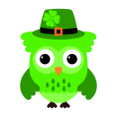 Grüne Eule mit Kleeblatt – Lustiger Fun...