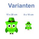 Grüne Eule mit Kleeblatt – Lustiger Fun...