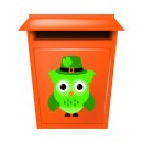 Grüne Eule mit Kleeblatt – Lustiger Fun Aufkleber für Auto & Co.