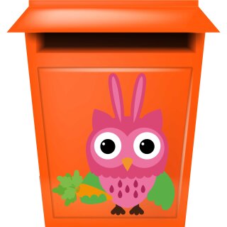 Aufkleber Sticker rosa Eule mit Hasenohren und Karotte lustig coole Sticker für Kinder selbstklebend Tiere