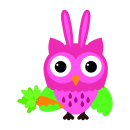 Fun Aufkleber – Rosa Eule mit Hasenohren &...