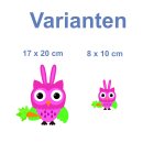 Fun Aufkleber – Rosa Eule mit Hasenohren &...