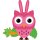 Aufkleber Sticker rosa Eule mit Hasenohren und Karotte 17 x 20 cm lustig coole Sticker für Kinder selbstklebend Tiere
