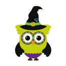 Grüne Eule Hexe Aufkleber – lustiger Fun Sticker mit Hexenhut (8 x 12 cm)