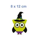 Grüne Eule Hexe Aufkleber – lustiger Fun Sticker mit Hexenhut (8 x 12 cm)