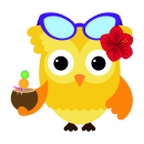 Fun Aufkleber – Gelbe Eule mit Sonnenbrille &...