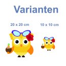 Fun Aufkleber – Gelbe Eule mit Sonnenbrille &...