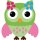 Aufkleber Sticker grüne Eule mit Blümchen auf dem Kopf birdsticker lustig coole Sticker für Kinder selbstklebend Autoaufkleber Bild Dekoration Set Car 9 x 10 cm