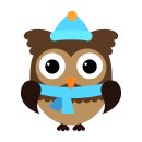 Fun Aufkleber – Braune Eule mit Mütze &...