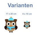 Fun Aufkleber – Braune Eule mit Mütze &...