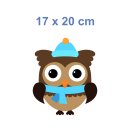 Fun Aufkleber – Braune Eule mit Mütze & Schal Sticker für Auto & Co. (17 x 20 cm)