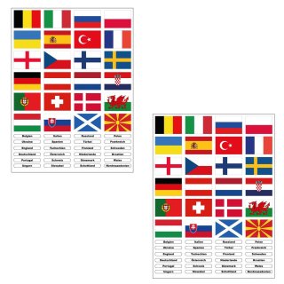 Fahnen Sticker Set mit 24 Fahnen – EM Flaggen Aufkleber für Auto, Fenster & mehr (2 Sets)