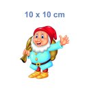 Smile Aufkleber – Lustiger Gartenzwerg Sticker, wetterfest & UV-beständig (10 x 10 cm)