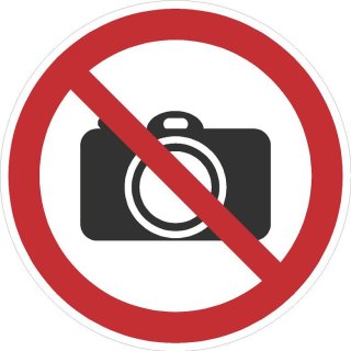 Selbstklebende Aufkleber - Fotografieren verboten - Piktogramm, Schutz von Bildern, Exponaten & Ausstellungsstücken