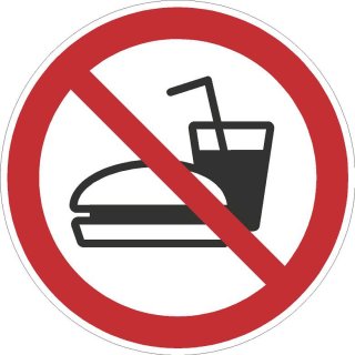 Selbstklebende Aufkleber - Essen und Trinken verboten - Piktogramm, Schutz vor Verschmutzung, Verunreinigung, Gerüche