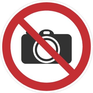 Selbstklebende Aufkleber - Fotografieren verboten - Piktogramm, Schutz von Bildern, Exponaten & Ausstellungsstücken 5 cm 1 Stück