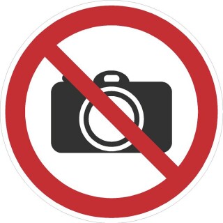 Selbstklebende Aufkleber - Fotografieren verboten - Piktogramm, Schutz von Bildern, Exponaten & Ausstellungsstücken 5 cm 10 Stück