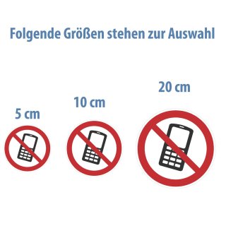 Handy verboten Aufkleber – robuster Verbotssticker für Ruhebereiche (5 cm 1 Stück)