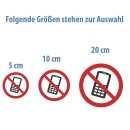 Selbstklebende Aufkleber - Handy verboten - Piktogramm, Schutz vor Lärmbelästigung, Klingeln, laute Gespräche & Strahlen 5 cm 1 Stück