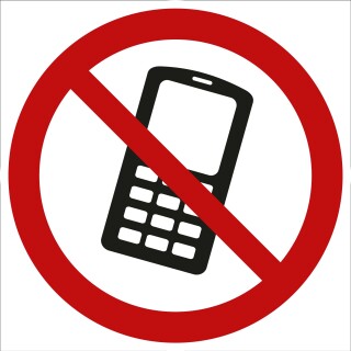 Selbstklebende Aufkleber - Handy verboten - Piktogramm, Schutz vor Lärmbelästigung, Klingeln, laute Gespräche & Strahlen 20 cm 1 Stück