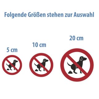 Selbstklebende Aufkleber - Hier kein Hundeklo - Piktogramm Aufkleber Schutz vor Hundekot Hundedreck Tretminen 20 cm 10 Stück