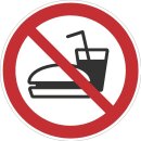 Selbstklebende Aufkleber - Essen und Trinken verboten - Piktogramm, Schutz vor Verschmutzung, Verunreinigung, Gerüche 10 cm 10 Stück