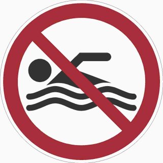 Selbstklebende Aufkleber - Schwimmen verboten - Piktogramm, Schutz vor Gefahr durch Ertrinken, Sicherheits Aufkleber