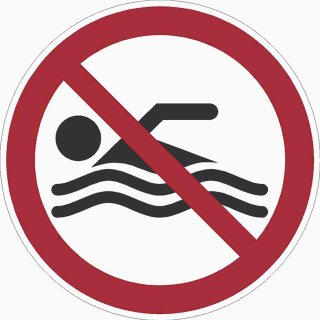 Schwimmen verboten Aufkleber – wetterfester Verbotssticker für Sicherheit (5 cm 1 Stück)