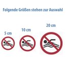 Selbstklebende Aufkleber - Schwimmen verboten - Piktogramm, Schutz vor Gefahr durch Ertrinken, Sicherheits Aufkleber 5 cm 1 Stück