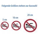 Selbstklebende Aufkleber - Schwimmen verboten - Piktogramm, Schutz vor Gefahr durch Ertrinken, Sicherheits Aufkleber 5 cm 5 Stück