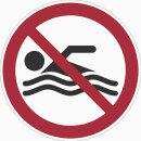 Selbstklebende Aufkleber - Schwimmen verboten - Piktogramm, Schutz vor Gefahr durch Ertrinken, Sicherheits Aufkleber 10 cm 5 Stück