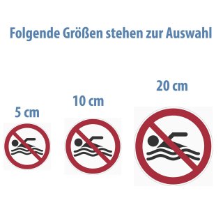 Selbstklebende Aufkleber - Schwimmen verboten - Piktogramm, Schutz vor Gefahr durch Ertrinken, Sicherheits Aufkleber 20 cm 10 Stück