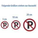 Selbstklebende Aufkleber - Parken verboten - Piktogramm für Privatgrundstück, Privatweg, Privatparkplatz, Firrmengelände