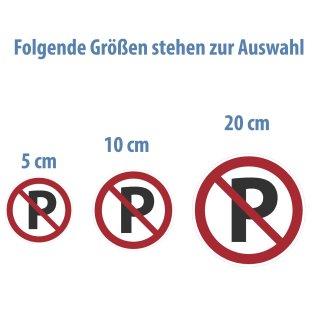 Selbstklebende Aufkleber - Parken verboten - Piktogramm für Privatgrundstück, Privatweg, Privatparkplatz, Firrmengelände 5 cm 10 Stück
