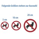 Selbstklebende Aufkleber - Hunde verboten - Piktogramm Tiere nicht erlaubt für Hunde Zugang verboten Hinweis Sicherheit 5 cm 1 Stück