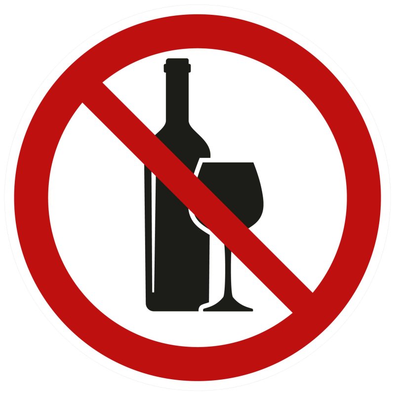 Alkohol verbot Aufkleber Kreis Ø100mm 