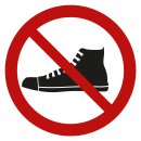 Selbstklebende Aufkleber - Schuhe verboten - Piktogramm zum Schutz vor Verschmutzung, Respekt von Traditionen, Religion