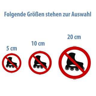 Selbstklebende Aufkleber - Inliner & Rollschuhe verboten - Piktogramm zum Schutz vor Gefahren, Schäden an Fußböden 