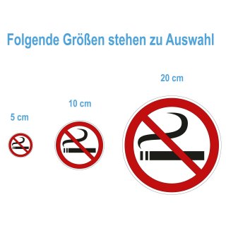 Selbstklebende Aufkleber - Rauchen verboten - rund Nichtraucher Rauchverbot Schild No Smoking Verbotsschild 