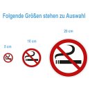 Selbstklebende Aufkleber - Rauchen verboten - rund Nichtraucher Rauchverbot Schild No Smoking Verbotsschild  5 cm 10 Stück